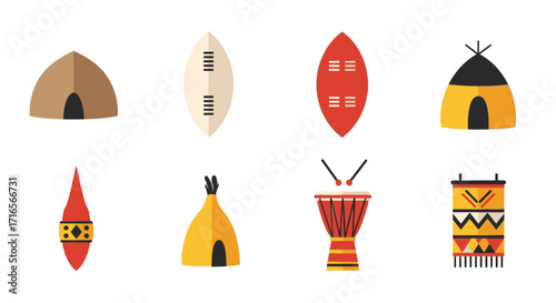 Collection of African Cultural Artifacts and Dwellings.