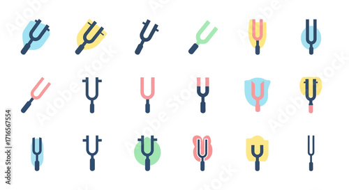 Collection of Colorful Tuning Forks with Various Designs and Styles.