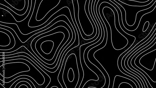 Abstract Background Animation. Beautiful Line Art Topographic Map Seamless Loop