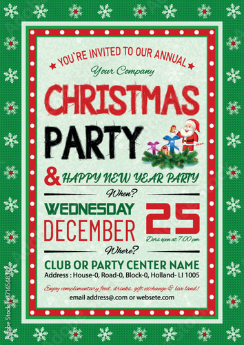 Christmas Party, Use this Vector flyer or invitation for your next holiday party. Resizable Design, change the text, save and you’re done. Then print at home or with the print company of your choice.