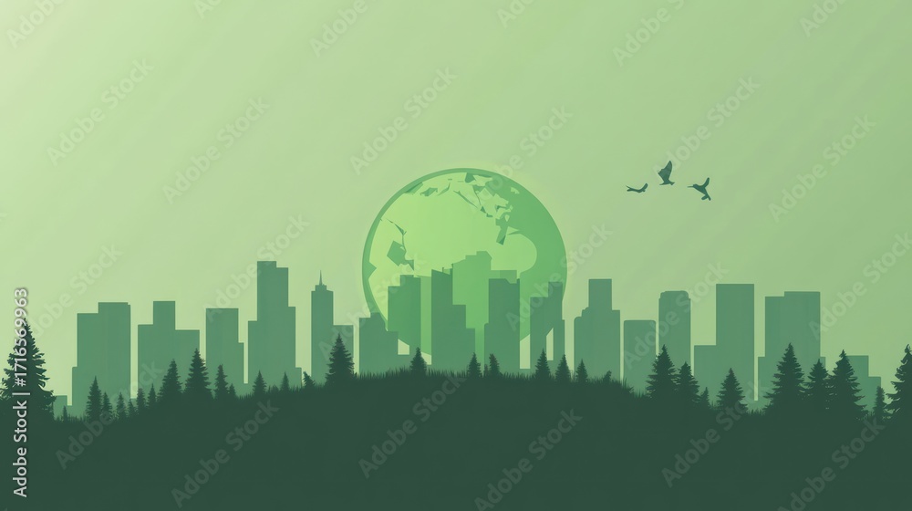 Obraz premium Cityscape earth environment illustration