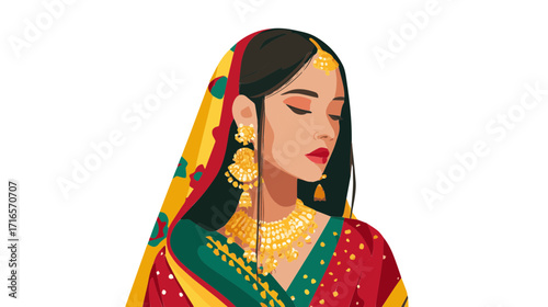 Indian woman in colorful traditional clothes