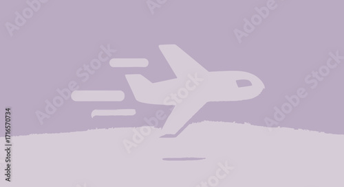 Airplane icon on a purple background, symbolizing travel and transportation.