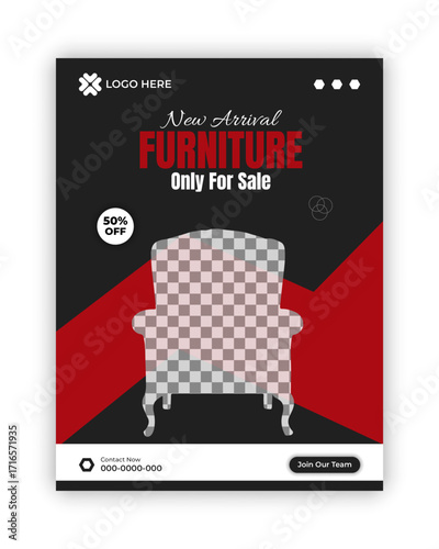 New arrivai  Furniture and online branding business social media banner design template
