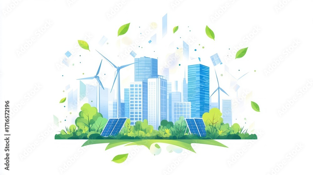 Fototapeta premium Sustainable cityscape illustration