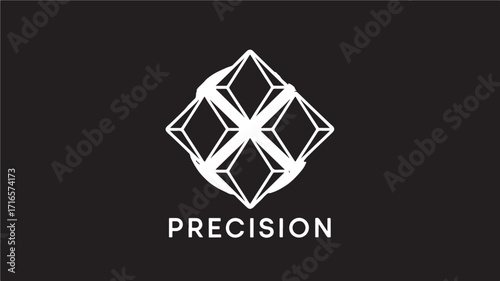 Abstract geometric logo design representing precision technology and modern business