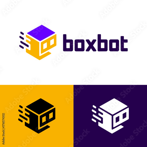 Box bot logo design robot packaging logo design innovation