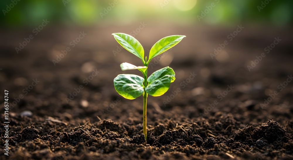 Fototapeta premium Young plant on soil