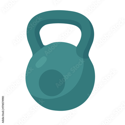 Vector illustration of kettlebell weight for strength training and fitness in flat cartoon doodle style.