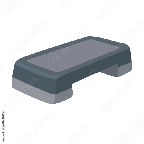 Vector illustration of gray aerobic step platform for workout, training and fitness in flat cartoon doodle style.