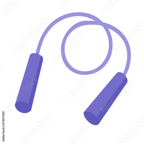 Vector illustration of purple skipping rope for fitness training and exercise in flat cartoon doodle style.