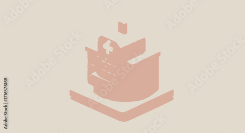 Isometric illustration of a hospital building with a cross symbol on it.