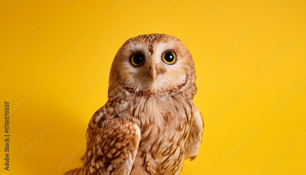 Obraz premium Peanut Owl On Yellow Background