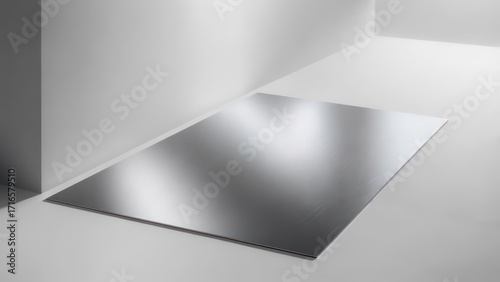 Wallpaper Mural Sleek brushed metal sheet reflecting soft light in minimalist studio setting, modern industrial design Torontodigital.ca