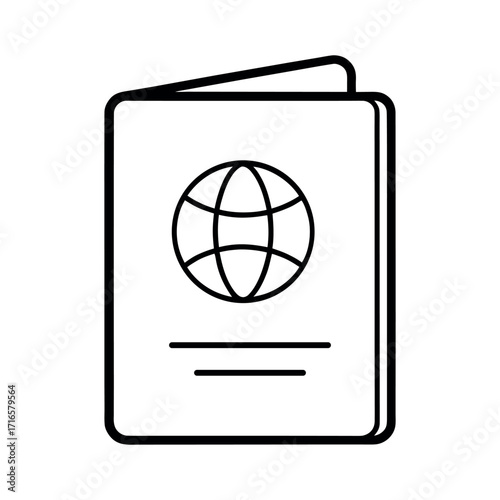 Passport Outline Line Art Vector Drawing