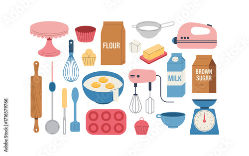 Kitchen appliance line icon set. essential cooking and baking tools outline collection