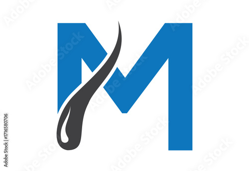 Intel latter M with hair treatment logo design concept