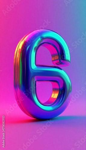 glowing neon sign, letter 