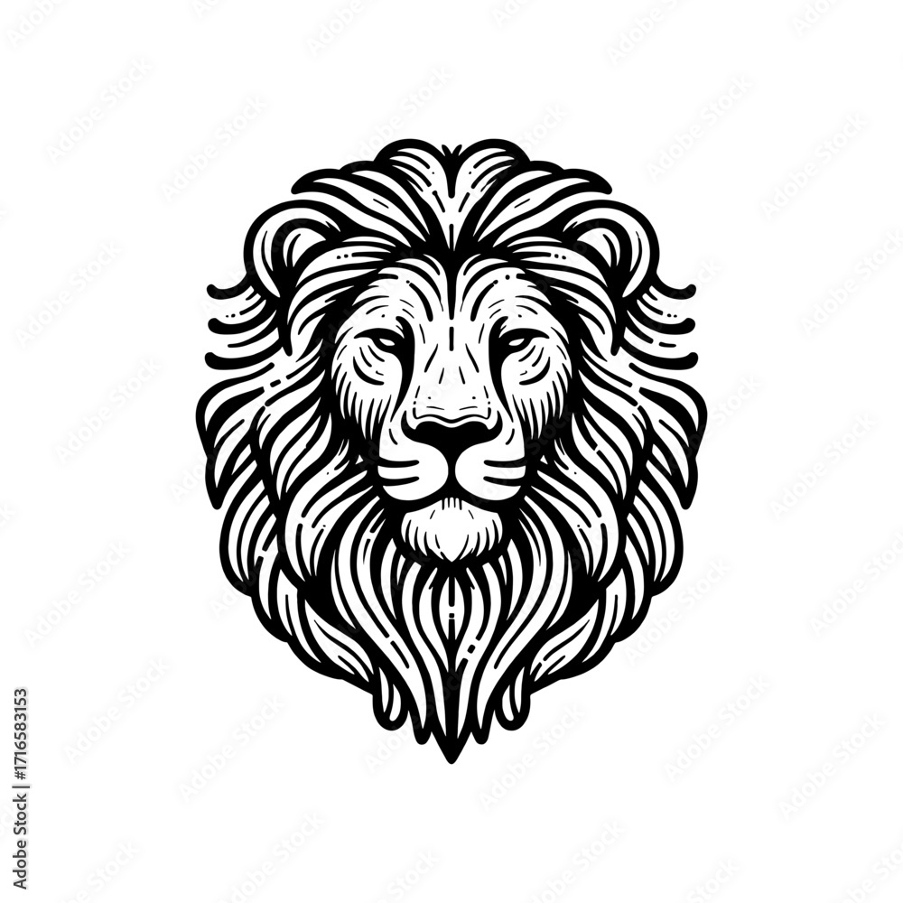 Obraz premium Vector vintage hand drawn vector of lion head logo icon illustration