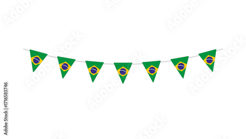 Hanging bunting or pennants with flag of Brazil