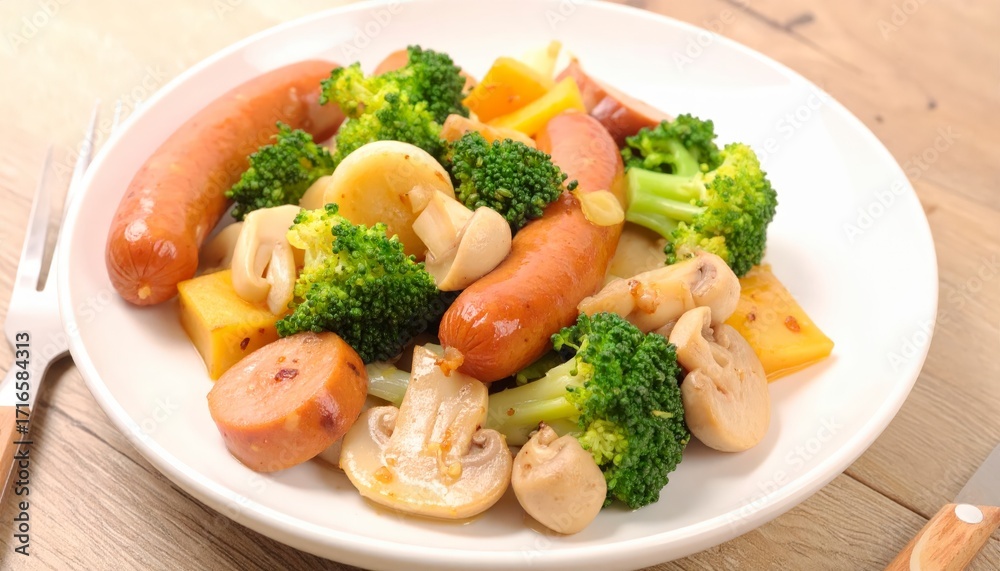 Sausage and Mushroom Stir-Fry with Broccoli Sausage and Mushroom Stir-Fry with Broccoli