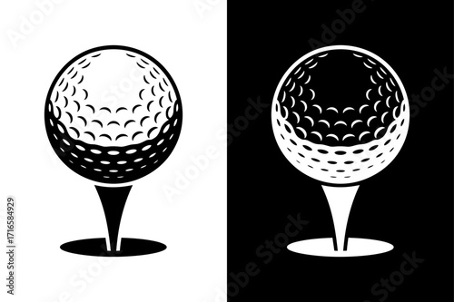 Golf Ball Black and White icon Silhouette vector style