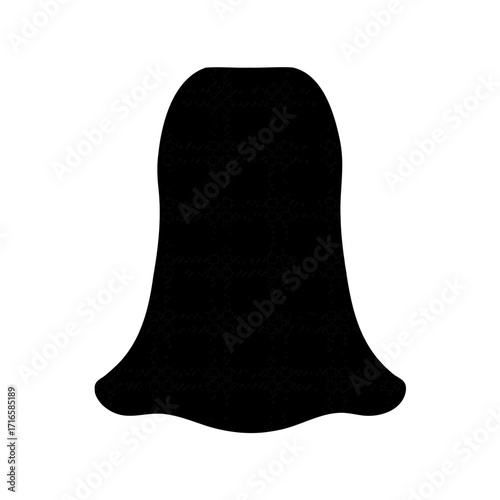 Simple black silhouette of a bell shape on a white background image