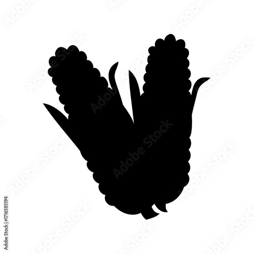 Silhouette of two ears of corn, representing harvest and autumn season