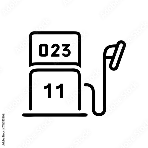Gas pump with counter numbers in a minimalist style on a white background
