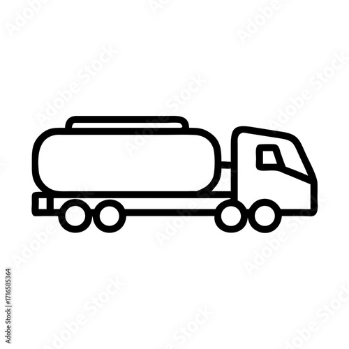 Truck filling fuel tank in a clean and minimalist line art style