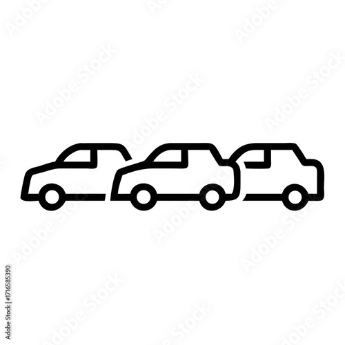 Car queue at gas station, minimalistic style, black and white, copy space