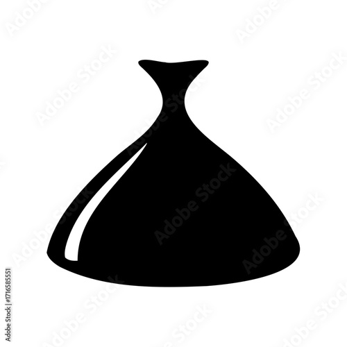Elegant black silhouette of a vase or urn against a white background