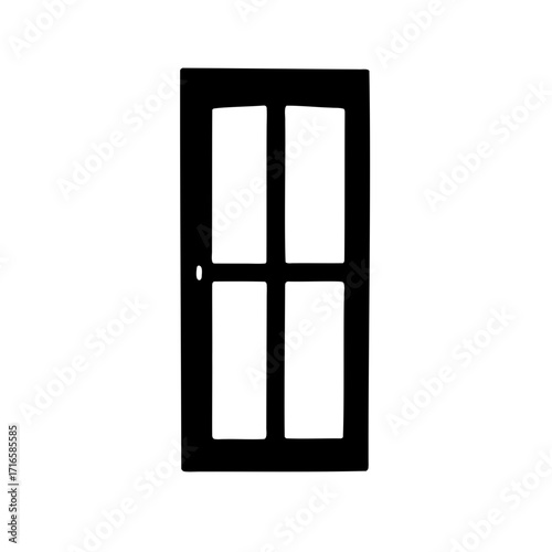 A simple, minimalist black and white rendering of a four pane window