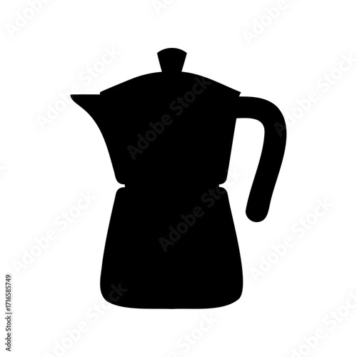 Black silhouette of a moka pot, classic Italian coffee maker design