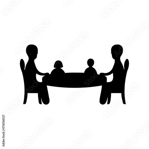 Silhouette of family at table, illustrating togetherness and family mealtime experience