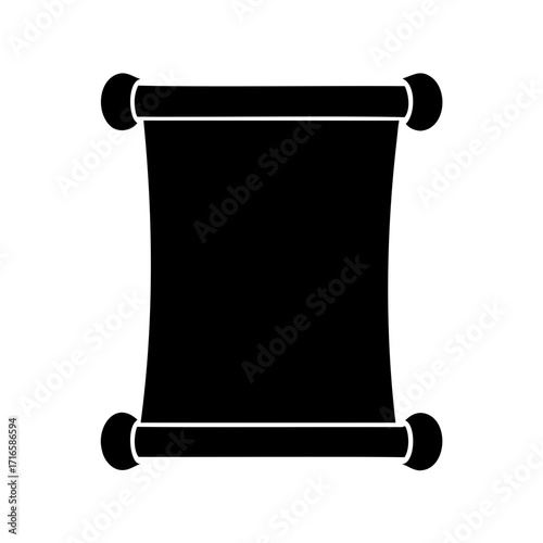 A classical scroll papyrus parchment design with roller handles and black fill