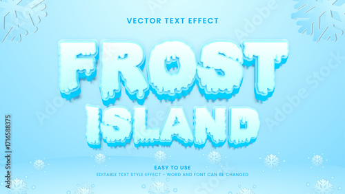 editable text effect frost island 3d style premium vector