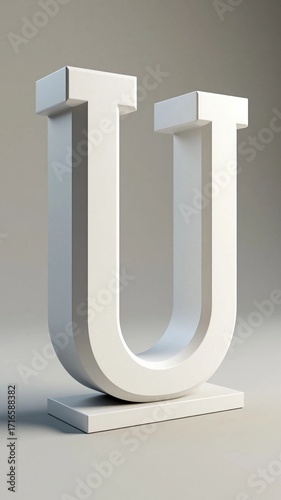 3d silver letter U, letter 