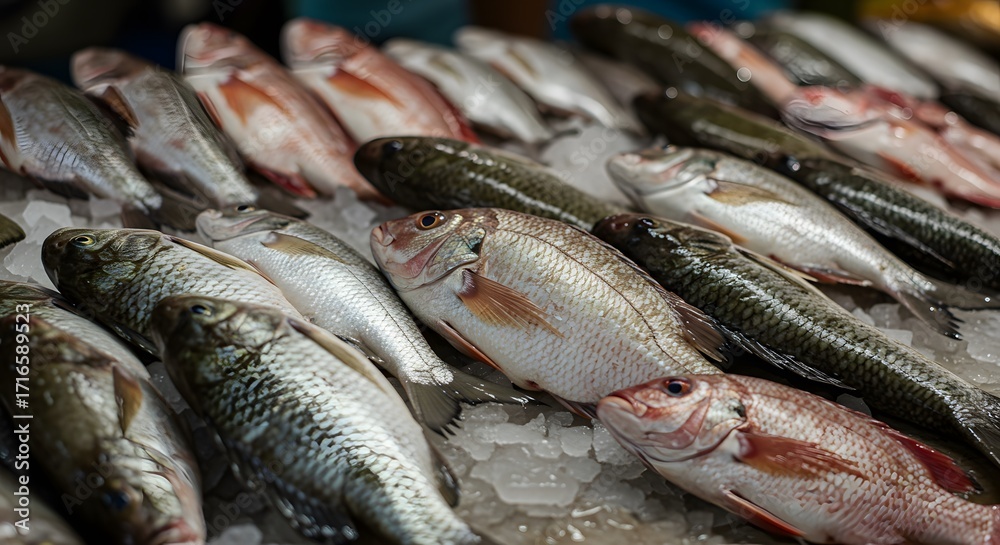 Fototapeta premium Fresh fish for sale in a market