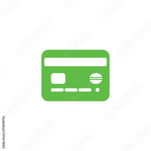 Green credit card icon with chip and magnetic stripe