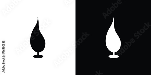 Duality of a flame icon black and white contrast