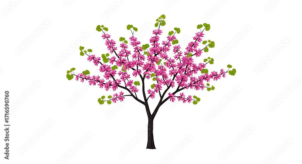 Obraz premium Vibrant Pink Cherry Blossom Tree in Full Spring Bloom.