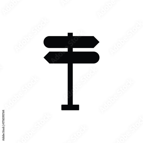 Black silhouette of a two way directional signpost
