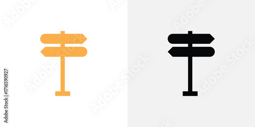Two directional signpost icons in orange and black