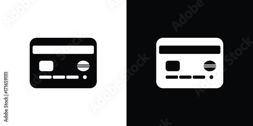 Black and white credit card icons on contrasting backgrounds