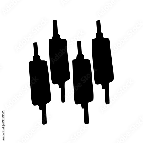 Silhouette depiction of candlestick chart pattern showing bearish trading activity