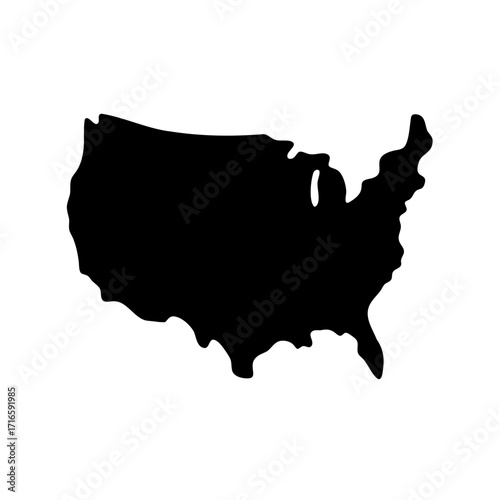 Minimalist Silhouette of the United States of America Map for Design Use