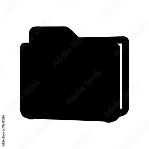 Solid black folder icon representing computer files and data storage systems
