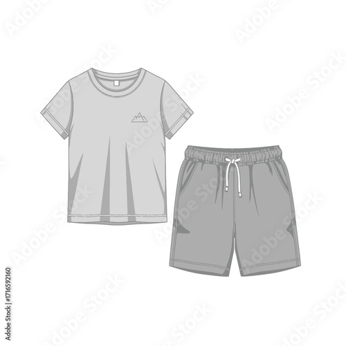 Cozy Children's Outfit Grey T-Shirt and Shorts Set for Everyday Adventures