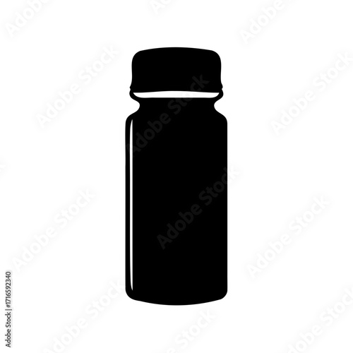 Black silhouette of a bottle with a cap on a white background
